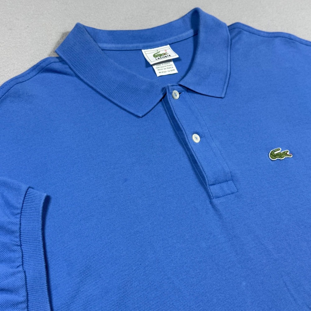 Lacoste Mens Blue Short Sleeve Pique Cotton Polo Shirt Made in France